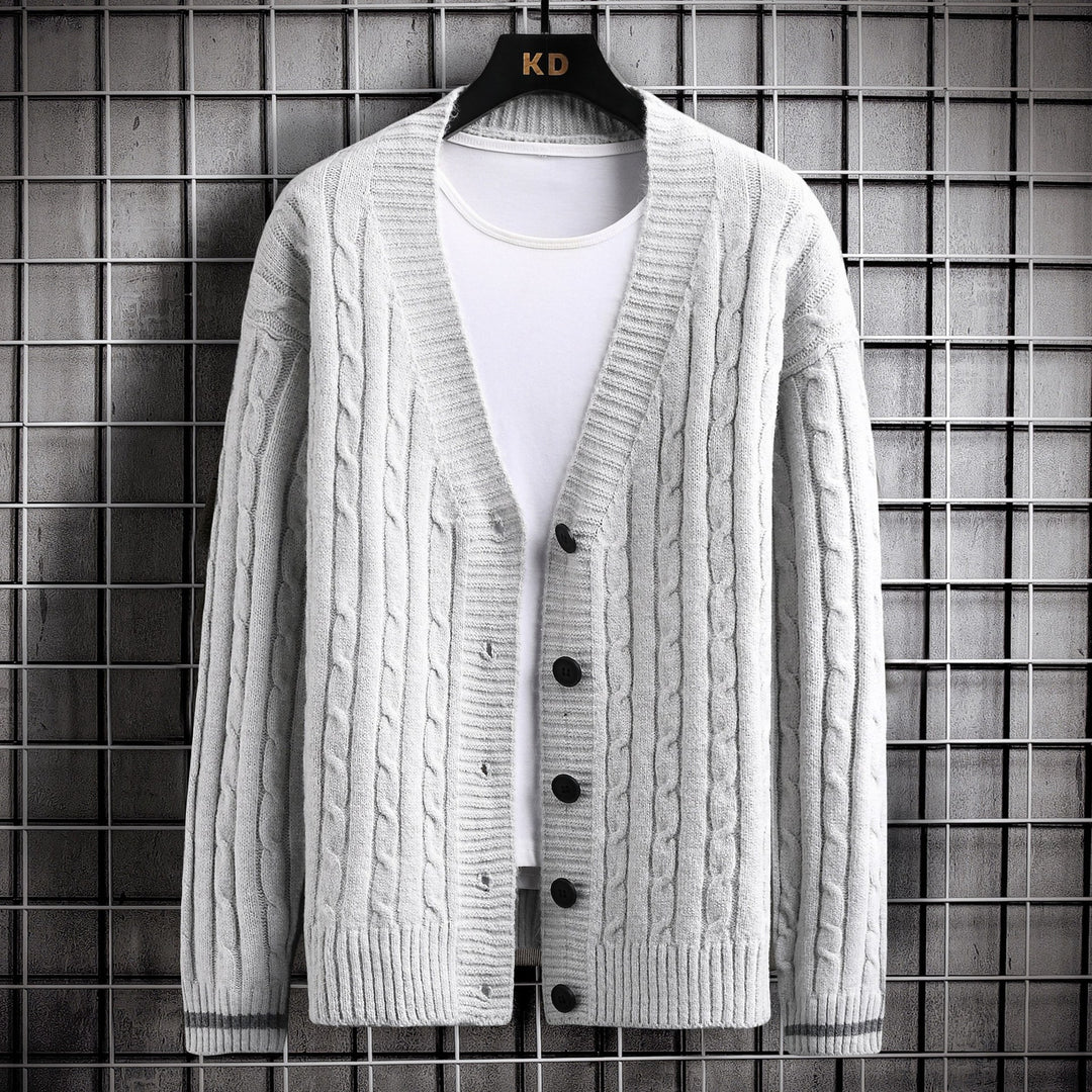 Damen Strickjacke mit Zopfmuster und Knopfdetails R&B