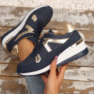 Damen Sportliche Sneakers mit schimmerndem Akzent R&B