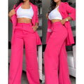 Damen Elegantes Zweiteiler-Set mit weitem Hosenbein und tailliertem Blazer R&B