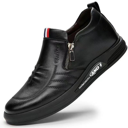Herren Elegante und komfortable Leder-Slipper mit Reißverschluss R&B