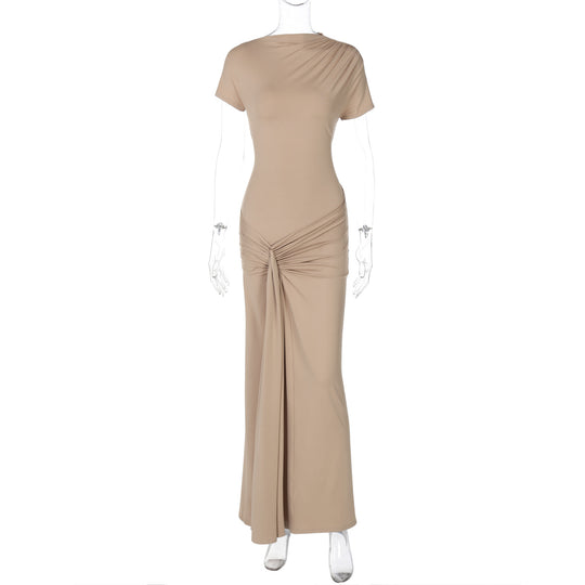 Damen Elegantes Maxikleid mit Drapierung und asymmetrischem Saum R&B