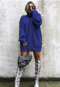 Damen Oversized Strickpullover mit hohem Kragen und Waffelmuster R&B