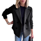 Damen Modische Doppelreihige Blazerjacke mit strukturierten Ärmeln R&B