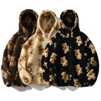 Damen Teddy-Fleecejacke mit Kapuze und großen Taschen