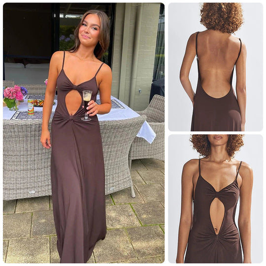 Damen Lange Maxikleid mit aufregendem Cut-Out-Design und weichem Stoff R&B