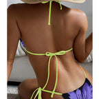 Damen Triangel-Bikini mit floralem Muster und verstellbaren BindR&Bändern R&B