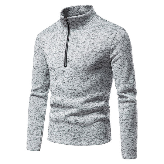 Herren Fleecepullover mit Stehkragen und innovativem Reißverschluss R&B