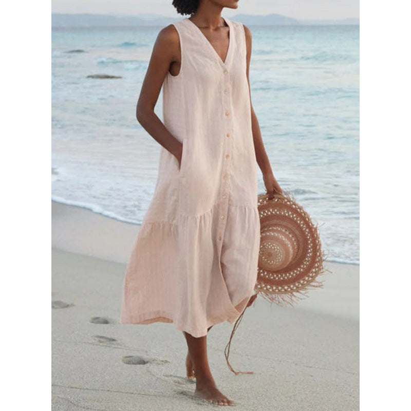 Damen Sommerliches Leinenkleid R&B