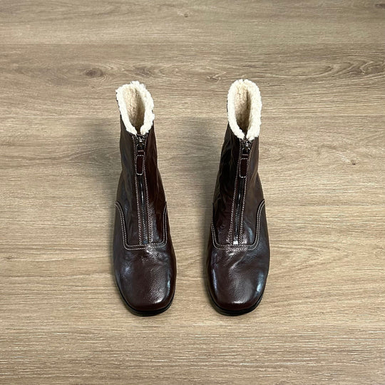 Damen gefütterte Winterstiefel mit modischem Reißverschluss und kuscheligem Kragen R&B