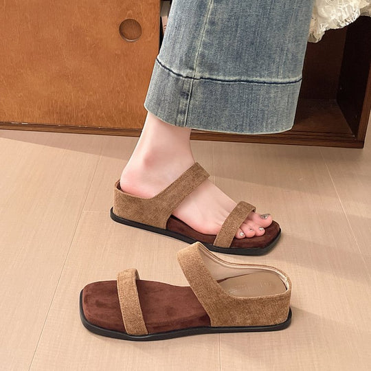 Damen elegante diagonale Riemensandalen mit komfortablem Fußbett R&B