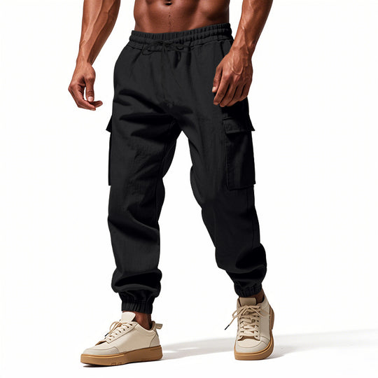 Herren nan konisch zulaufende Jogger im utilitarischen Stil mit elastischem Bund, Kordelzug und Klappentaschen R&B
