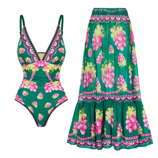 Damen Stylish Elegantes Badeanzug- und Rockset R&B