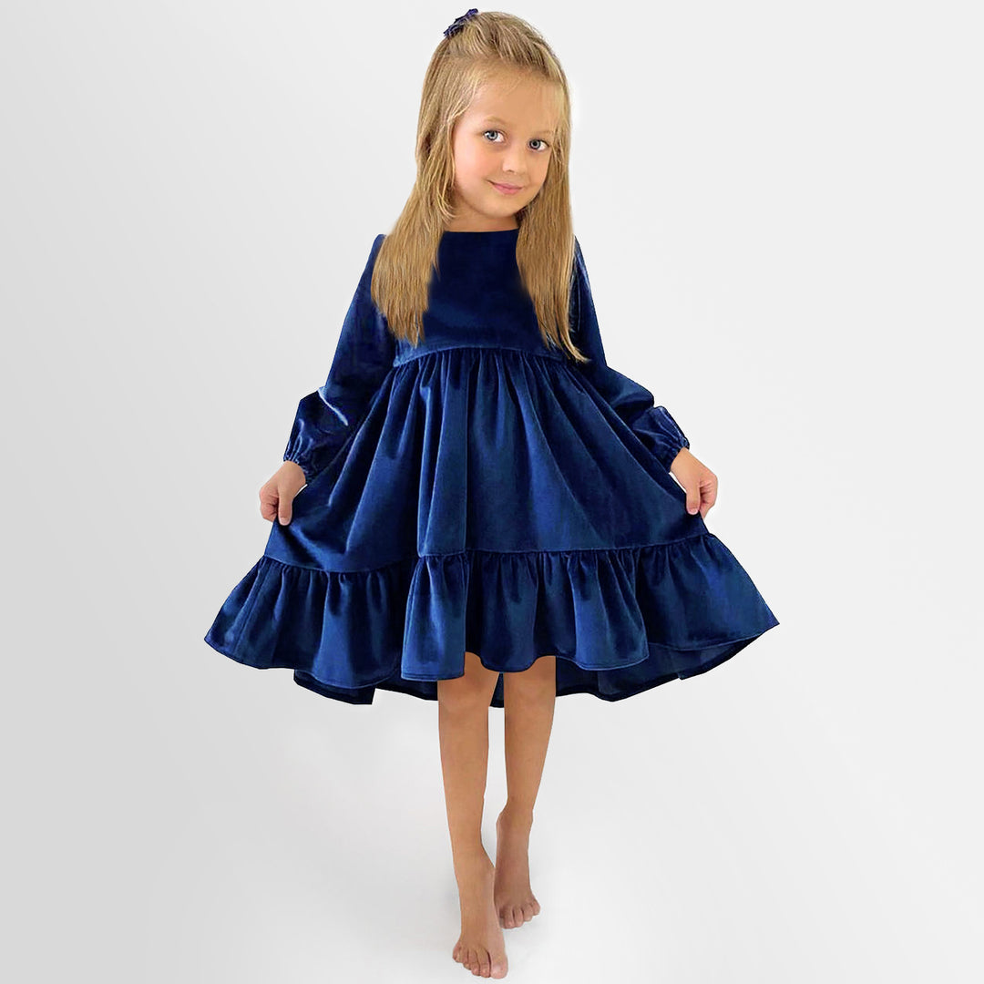 Damen festliches Kleid mit eleganten Rüschendetails und voluminösem Rock R&B