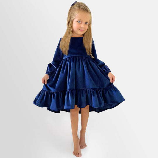Damen festliches Kleid mit eleganten Rüschendetails und voluminösem Rock R&B