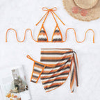 Damen Triangel-Bikini mit modernem Zickzackmuster und verstellbaren Trägern