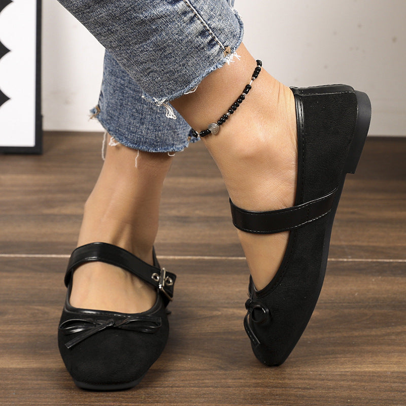 Damen Ballerinas mit verstellbarem Riemen und elegantem Schleifendetail R&B