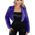 Damen Kurze Kunstpelzjacke mit breiten Ärmeln R&B