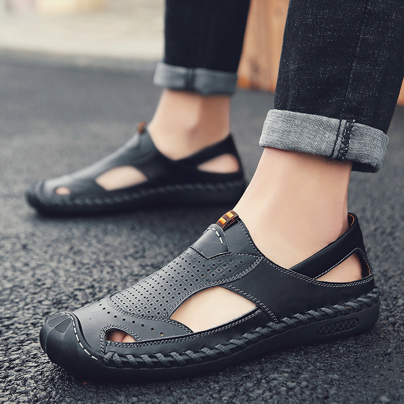 Herren Atmungsaktive Leder Freizeitschuhe mit rutschfester Sohle R&B
