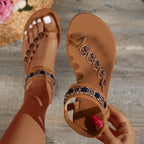 Damen Komfortable Zehentrenner-Sandalen mit floralen Details R&B