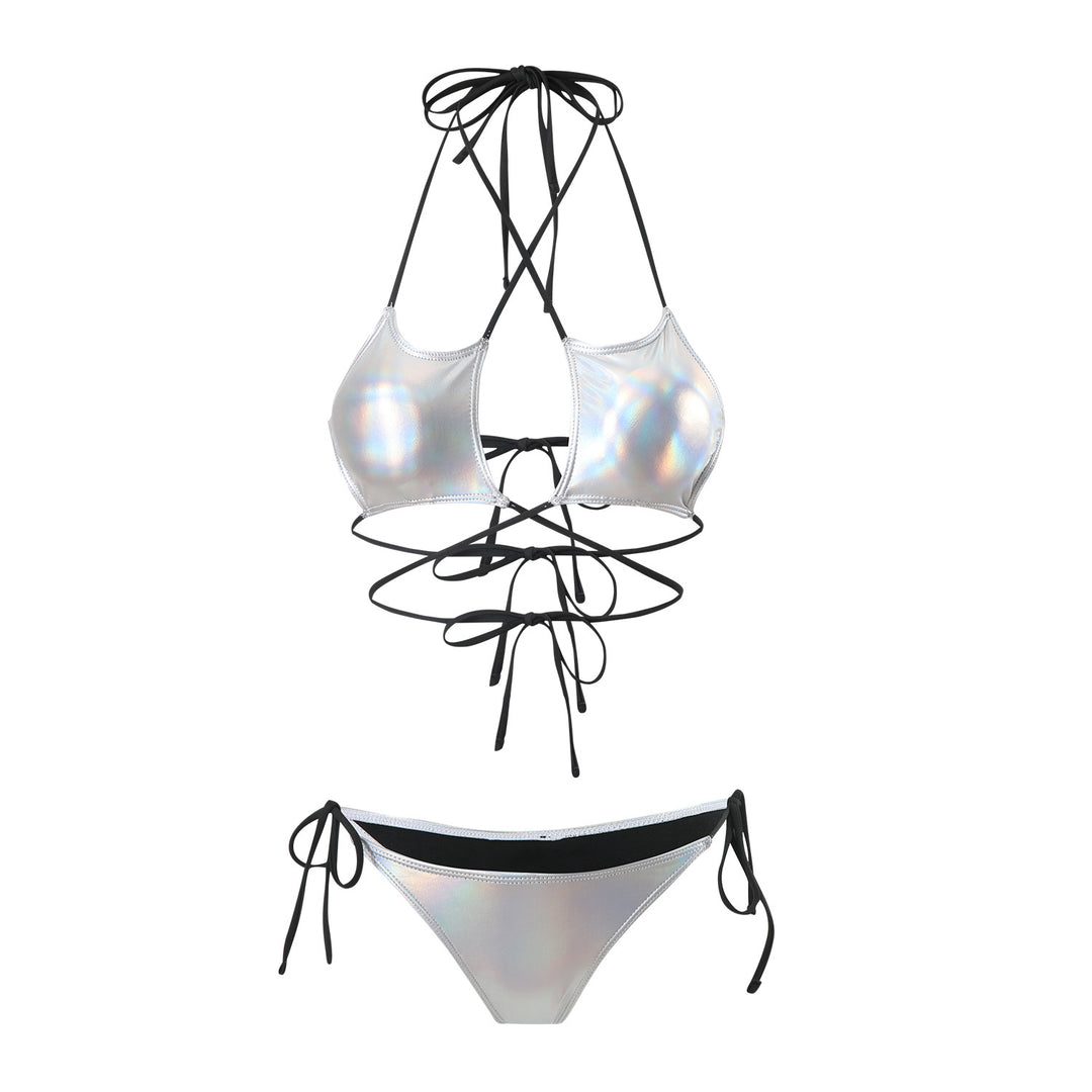 Damen Hochgeschnittener Bikini mit elegantem Schnür-Design R&B