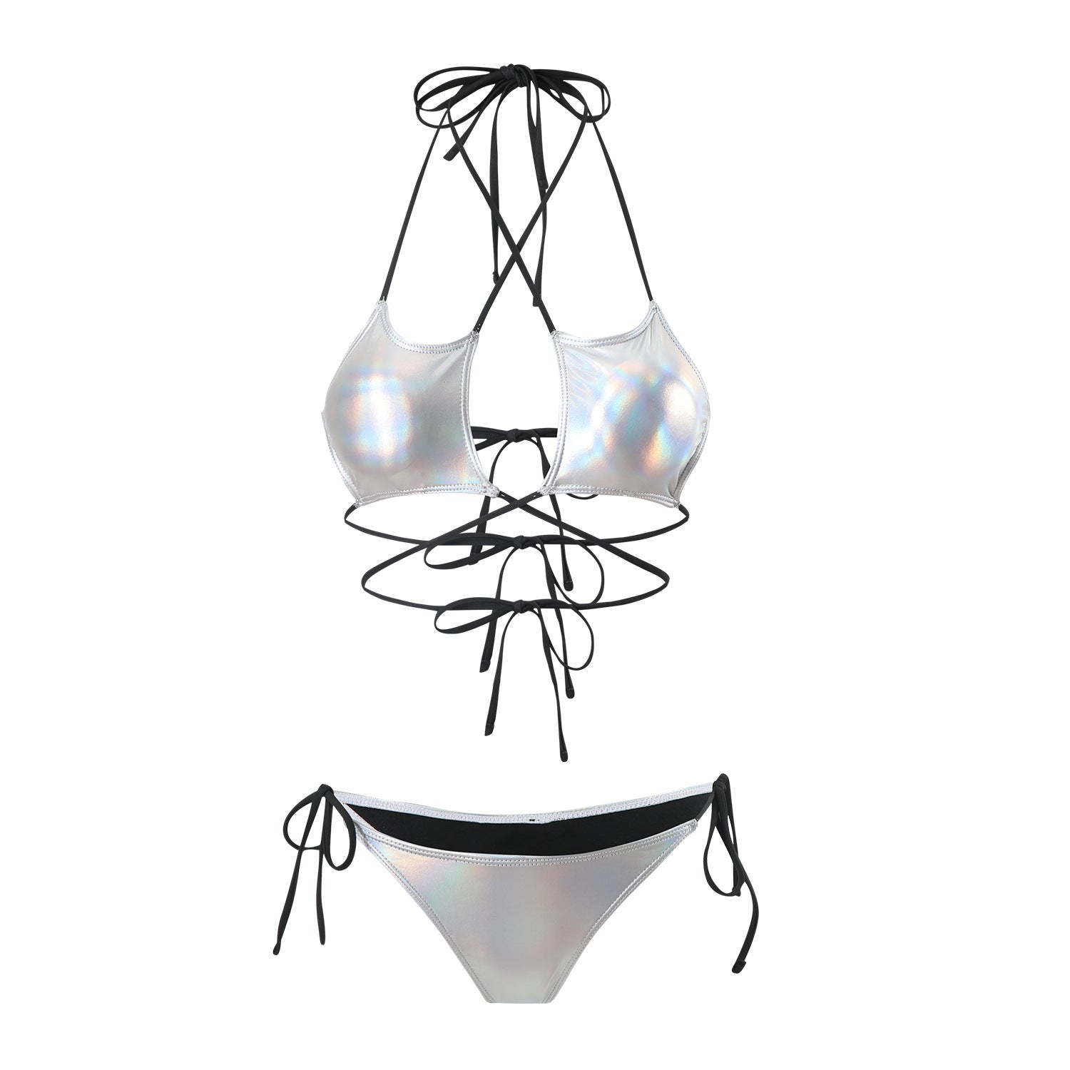 Damen Hochgeschnittener Bikini mit elegantem Schnür-Design R&B