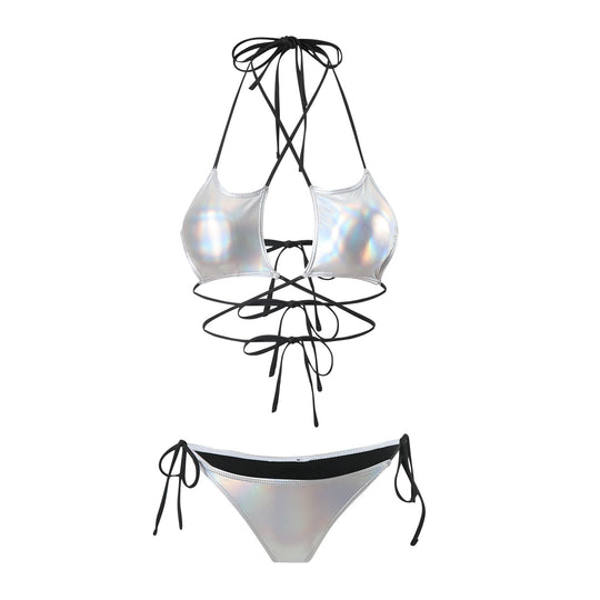 Damen Hochgeschnittener Bikini mit elegantem Schnür-Design R&B