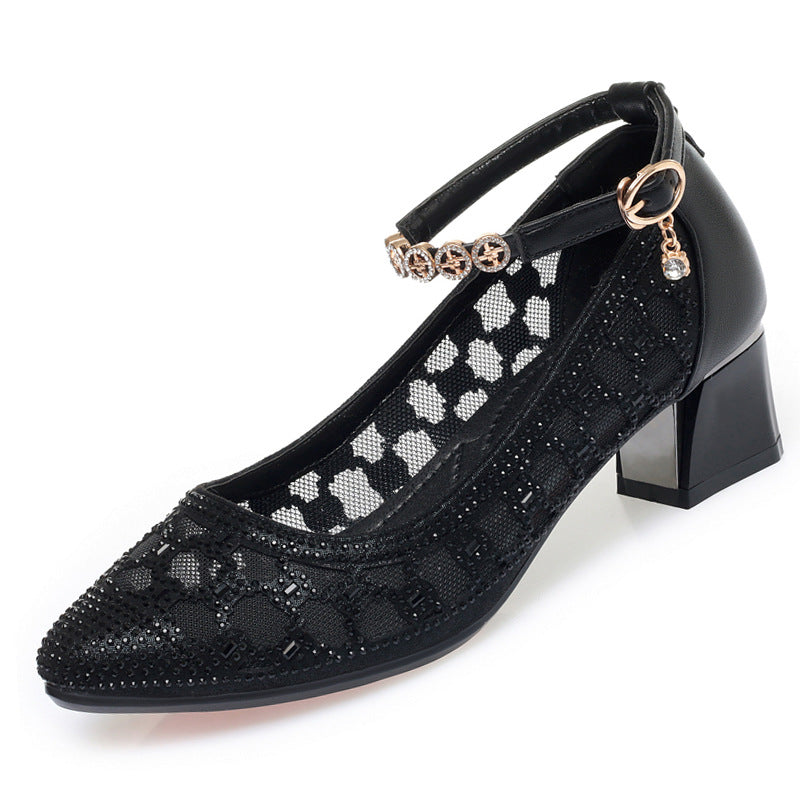 Damen Pump-Sandalen mit dekorativem Riemchen und funkelnden Strassdetails R&B