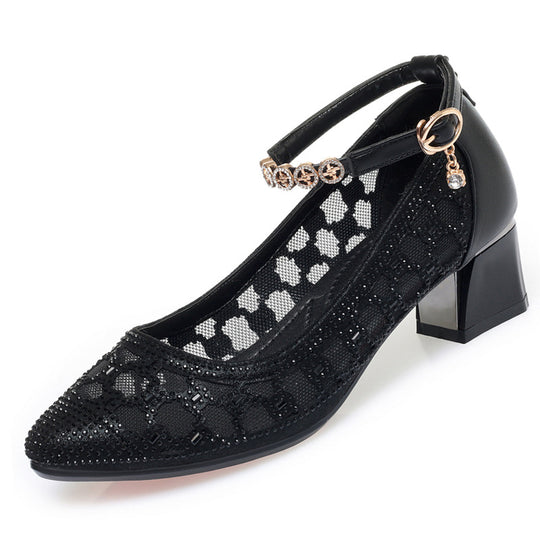 Damen Pump-Sandalen mit dekorativem Riemchen und funkelnden Strassdetails R&B