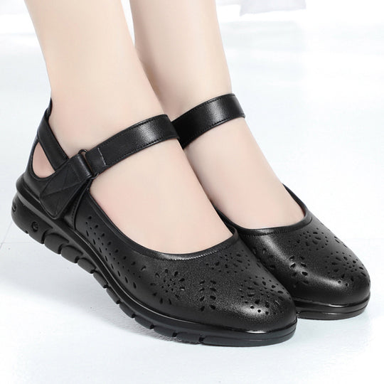 Damen Atmungsaktive Ballerinas mit verstellbarem Riemen und modischem Lochmuster R&B