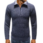 Herren luxuriöser Strickpullover mit modernem Stehkragen und Reißverschluss R&B