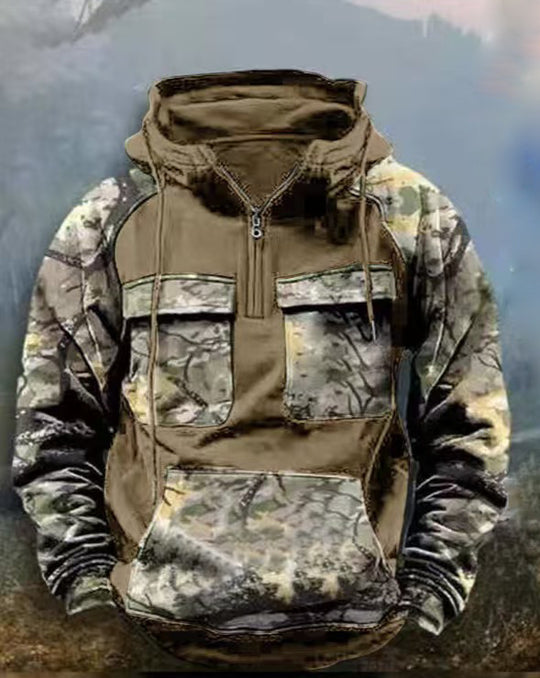 Herren Camouflage Funktionskapuzenpullover R&B