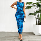 Damen Figurbetontes Maxikleid mit sanftem Rüschendesign und elegantem V-Ausschnitt R&B