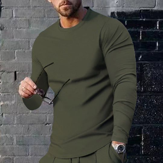 Herren hochwertiges Langarmshirt mit stylishem Rundhalsund und weicher Baumwollmischung R&B