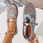 Damen luftige Schlüpfschuhe mit elegantem Netzdesign und modischer Schnalle R&B