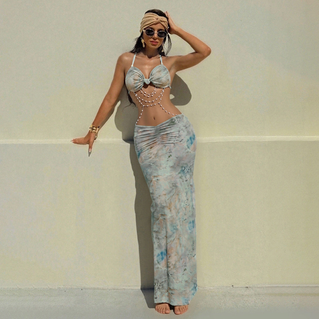 Damen Bikini Set mit elegantem Wickeldesign und floralem Muster R&B