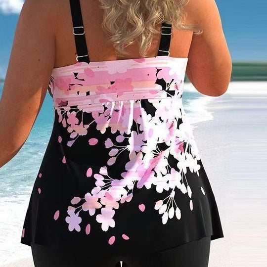 Damen Bade-Set mit floralem Oberteil und Shorts R&B