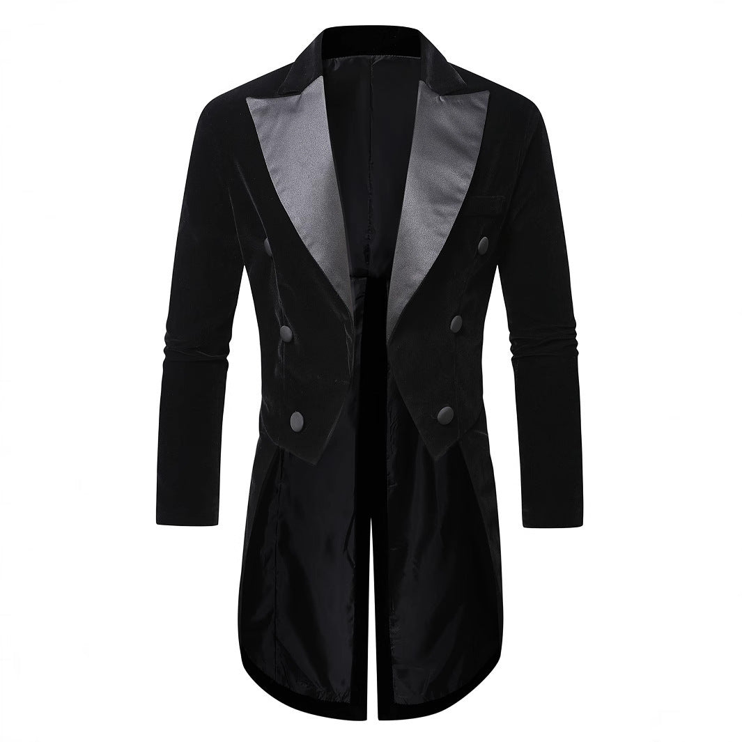 Herren eleganter Samtblazer mit modernem Schnitt und glänzenden Details