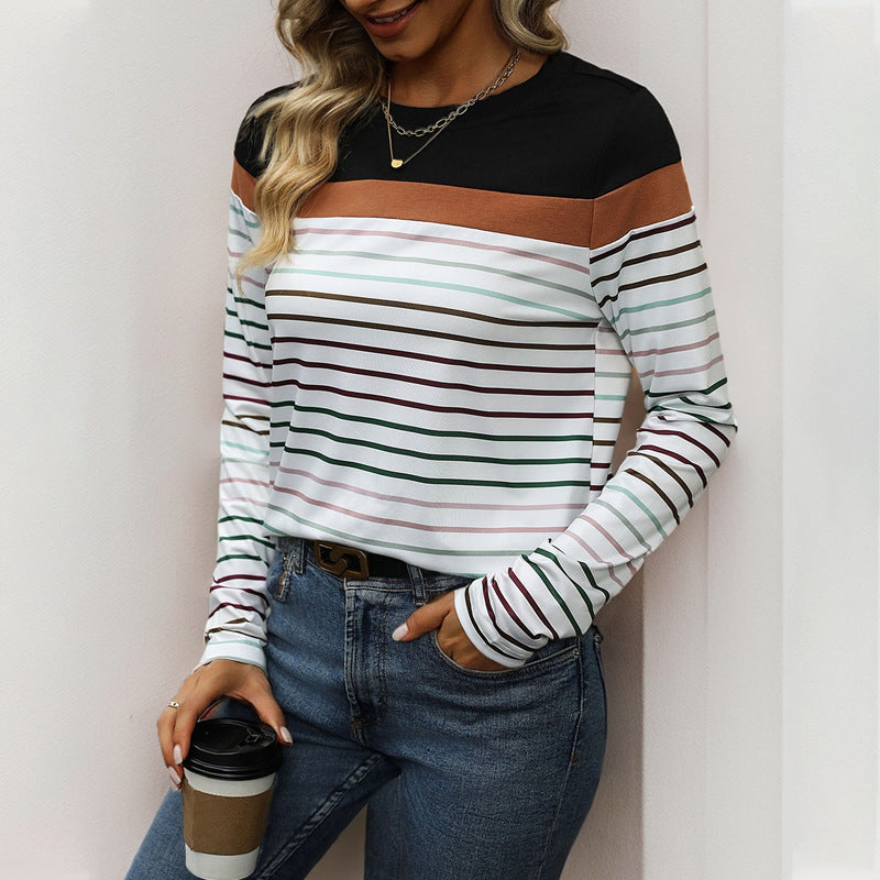 Damen Streifenshirt mit bequemem Schnitt und lässigem Design R&B
