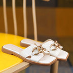 Damen Elegante Slipper mit modischem Kettendetail und bequemem Fußbett R&B