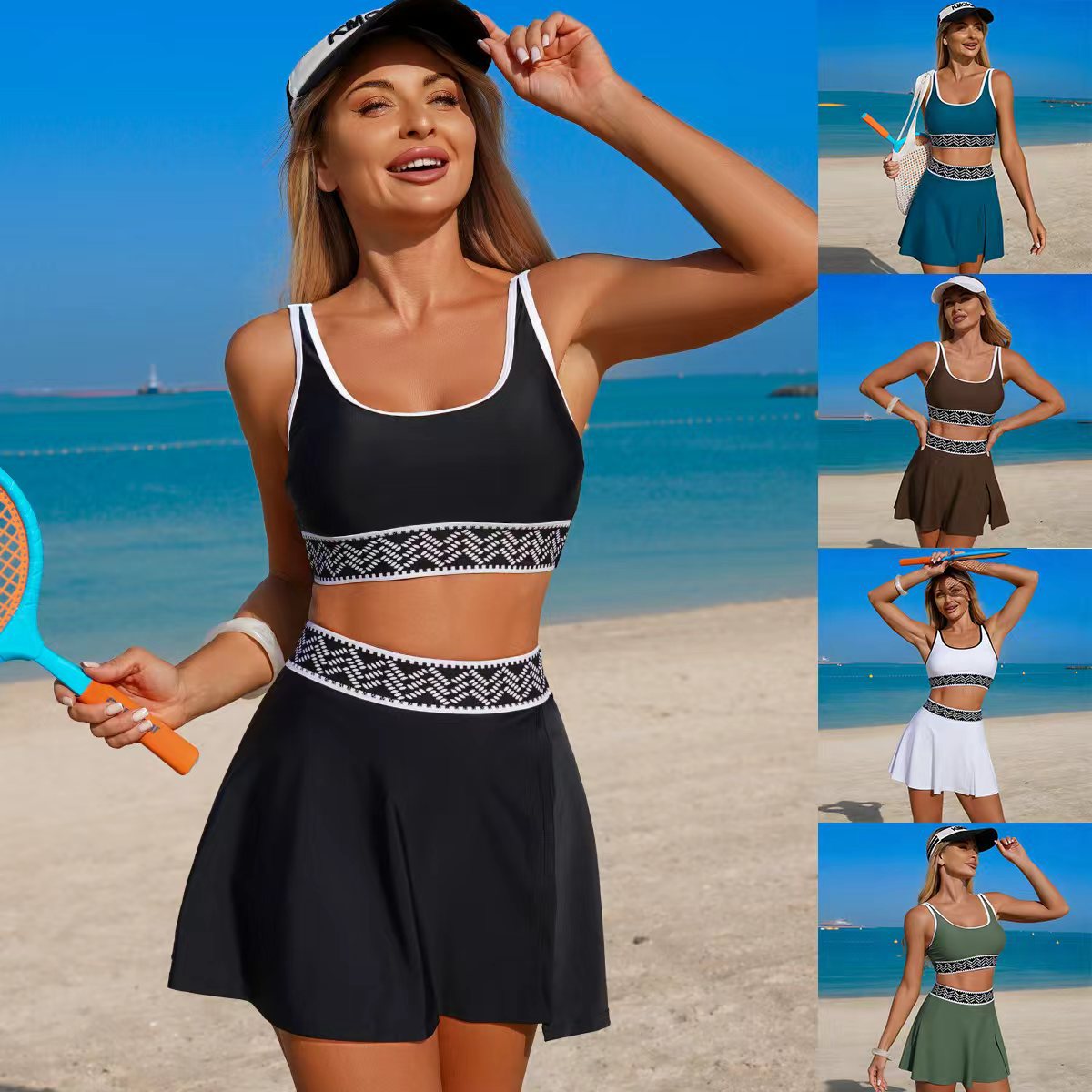 Damen Sportliches Bikini-Set mit Rock R&B