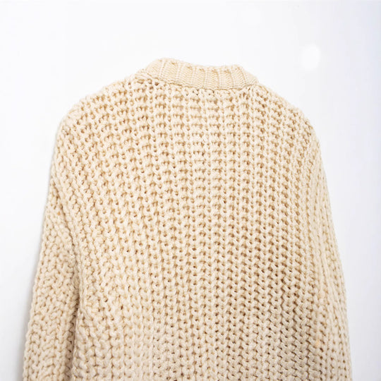 Damen kuschelige Strickjacke mit großen Knöpfen R&B