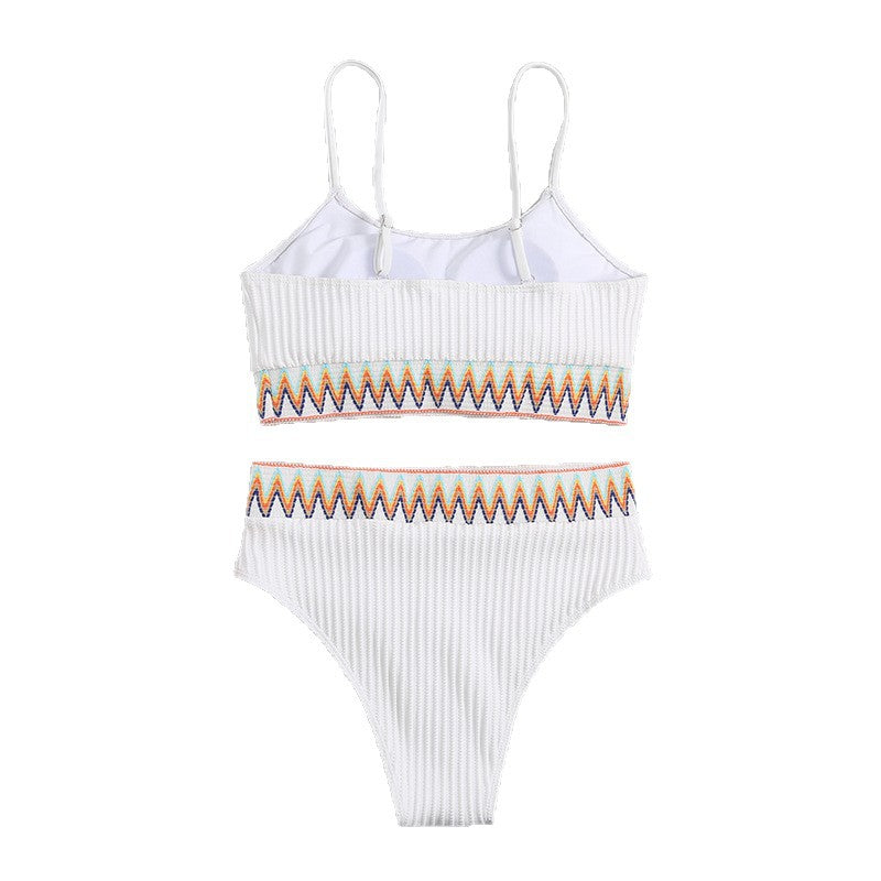 Damen integriertes Bikiniset mit geometrischem Muster R&B