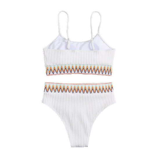 Damen integriertes Bikiniset mit geometrischem Muster R&B