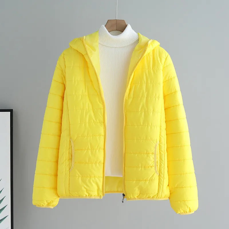 Damen gesteppte Übergangsjacke mit praktischen Taschen und Kapuze R&B