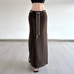 Damen Langer Jersey-Rock mit verstellbarem Bund und verspielten Akzenten R&B