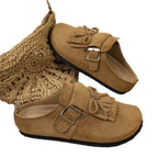 Damen Mokassins mit dekorativem Fransen-Design und verstellbarem Riemen R&B