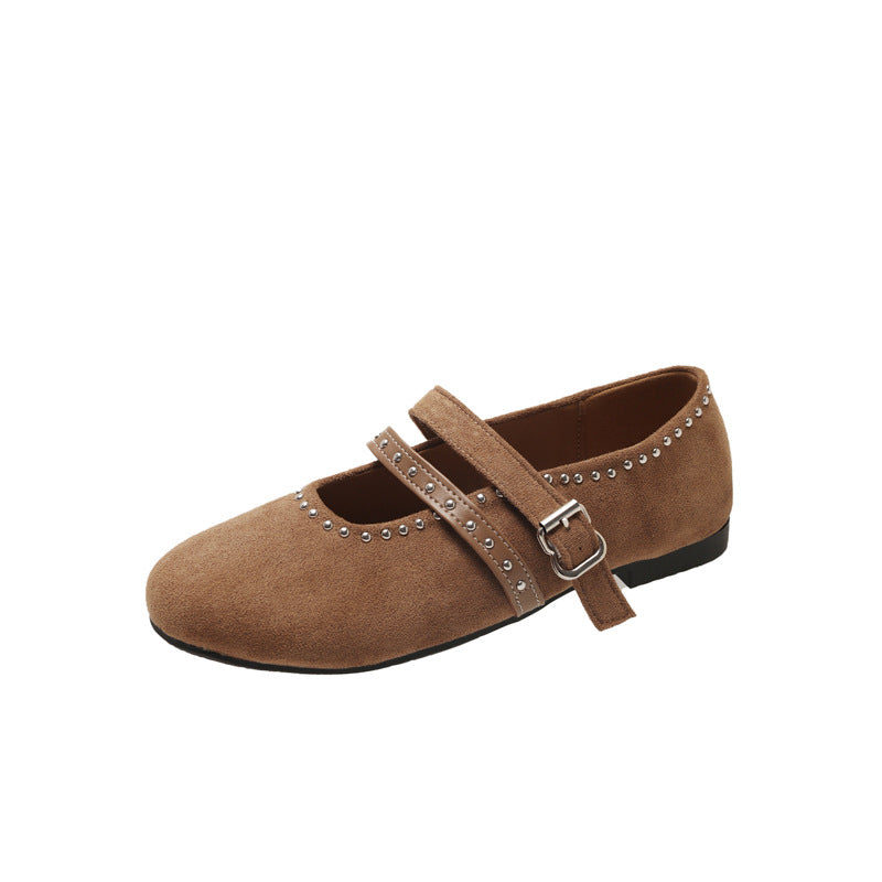 Damen Elegante Ballerinas mit dekorativen Schnallen und weichem Wildleder R&B