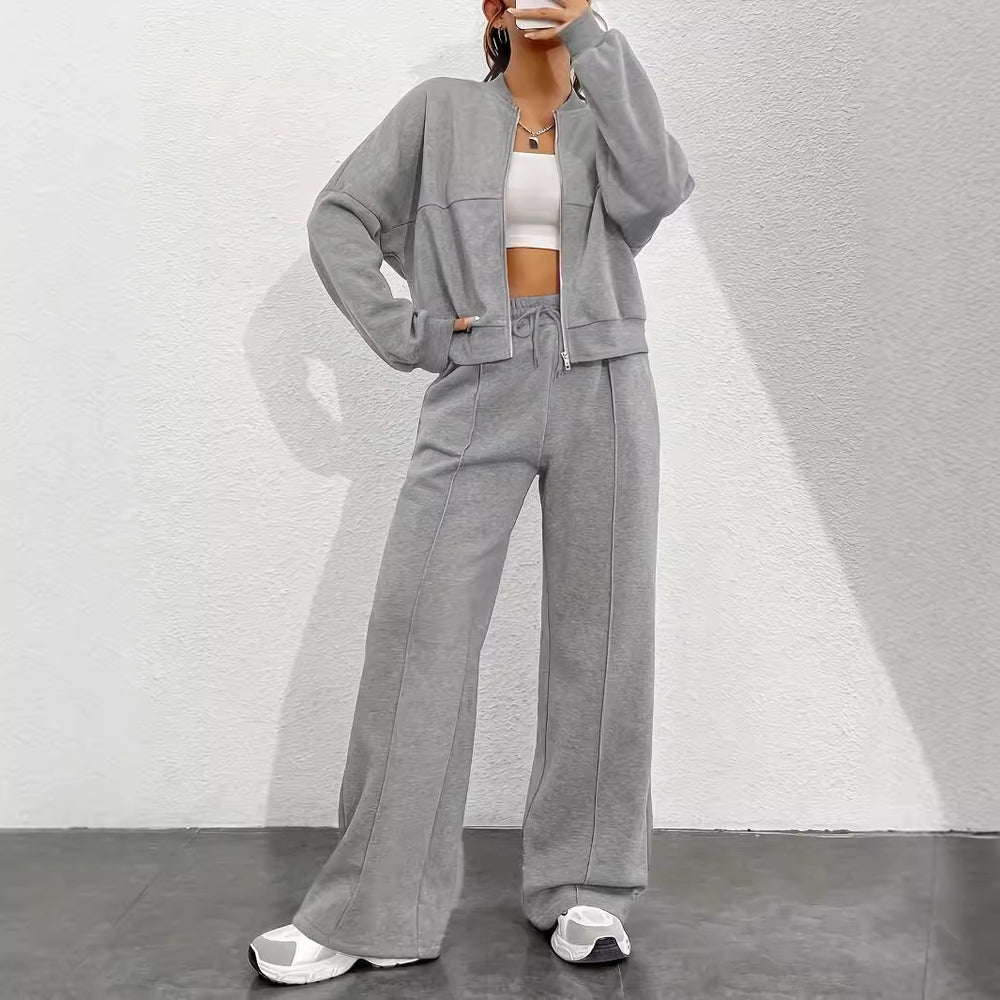 Damen lässiger Sweat-Anzug mit komfortablem Schnitt und praktischen Taschen R&B