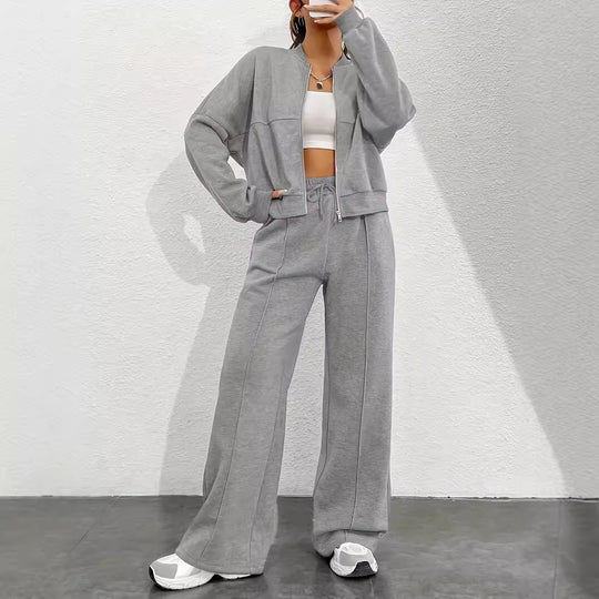 Damen lässiger Sweat-Anzug mit komfortablem Schnitt und praktischen Taschen R&B