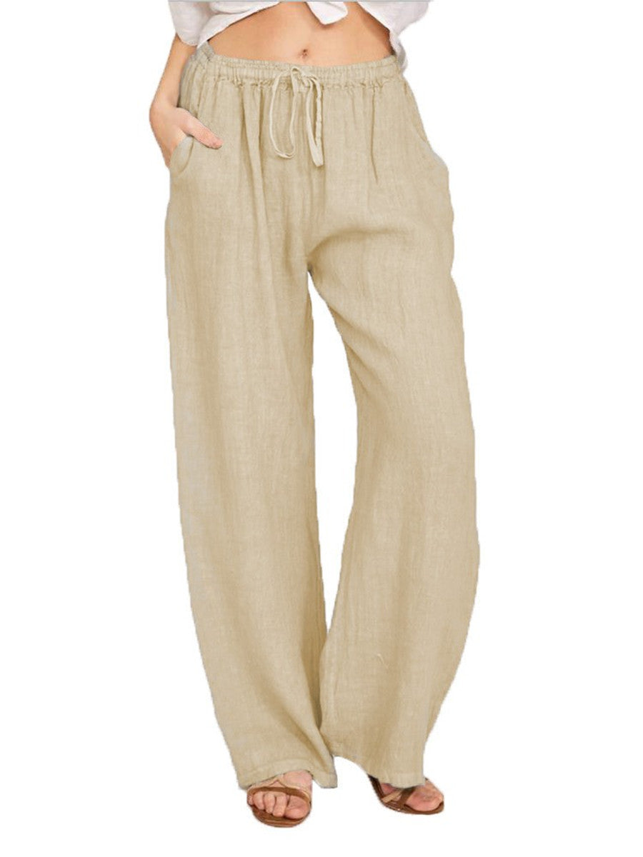 Damen Leinenhose mit weitem Bein und praktischen Seitentaschen R&B